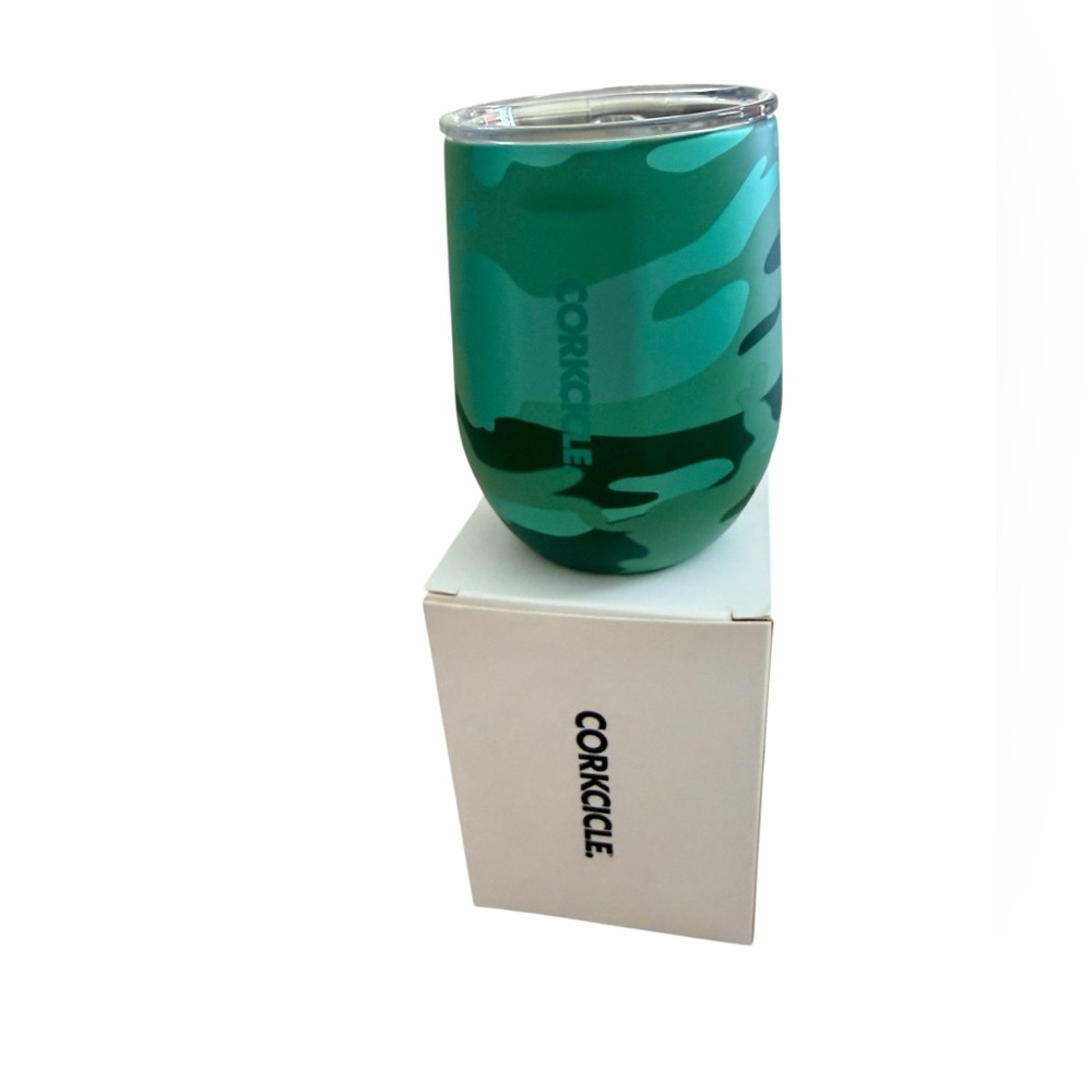 Corkcicle Jade Camo Stemless Tumbler 12oz. New in box.